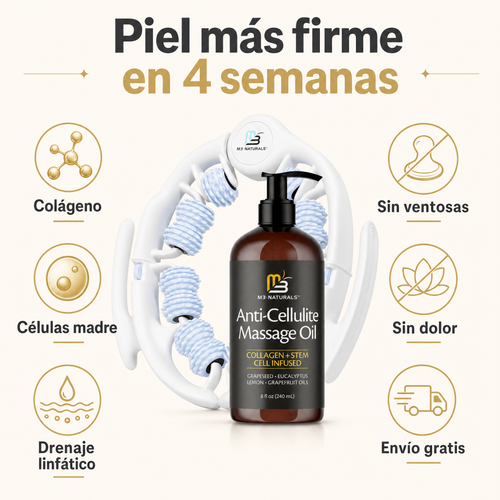 Piel más firme en 4 semanas — Colágeno, Células madre, Drenaje linfático, Sin ventosas, Sin dolor, Envío gratis